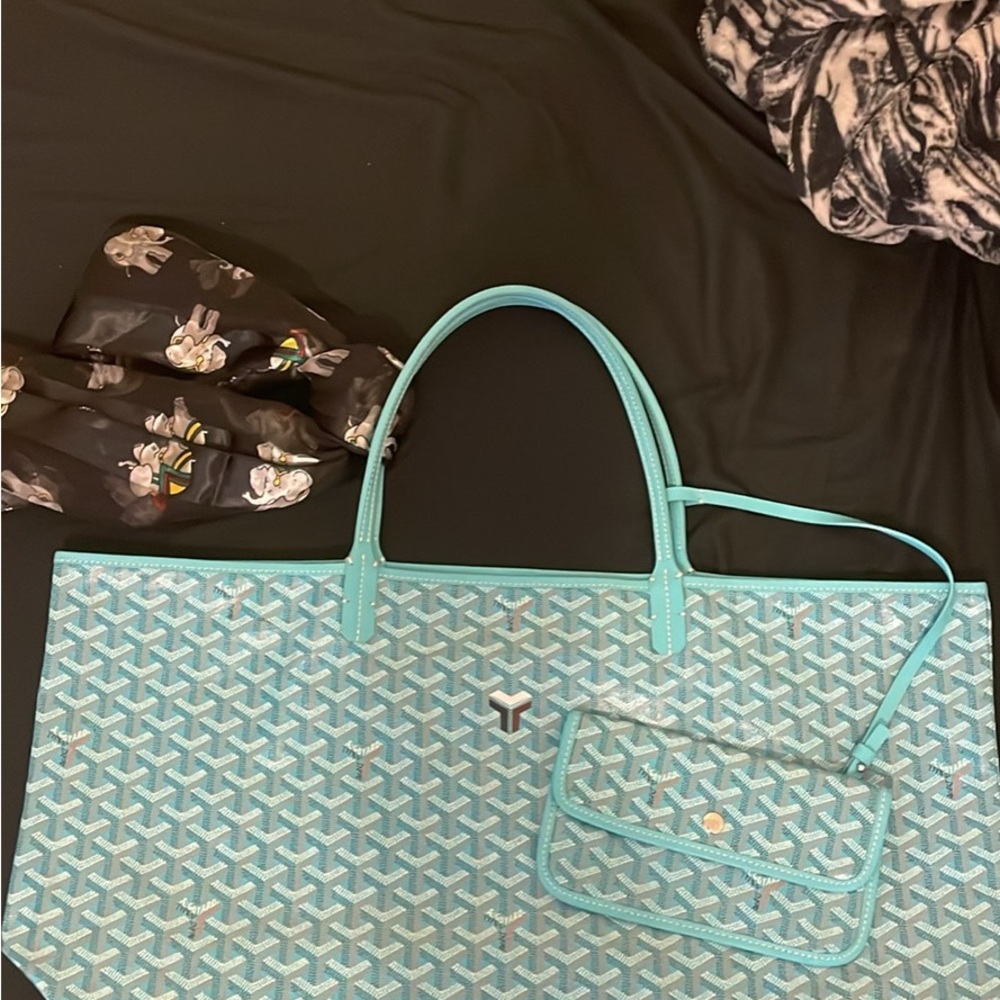 Goyard Goyardine Turquoise St. Louis GM Tote Bag - Picture 5 of 6